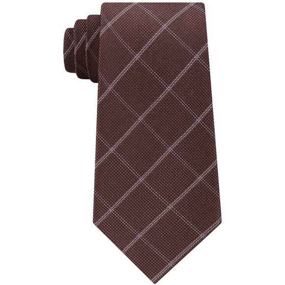 MICHAEL KORS Brown Stonehurst Grid Check Silk Classic Tie - Picture 1 of 4